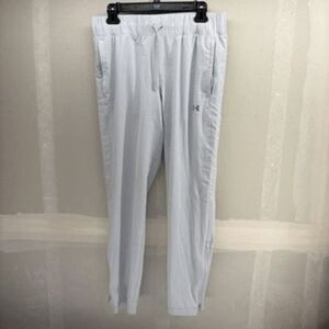 Under Armour Womens Medium Track Jogger Rival Sweat Loose White Zip Ankle Soccer